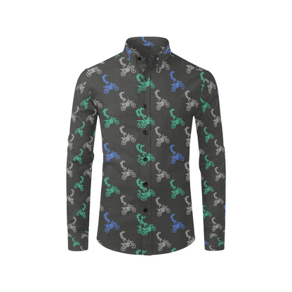 Motocross Pattern Print Design 02 Men's Long Sleeve Shirt