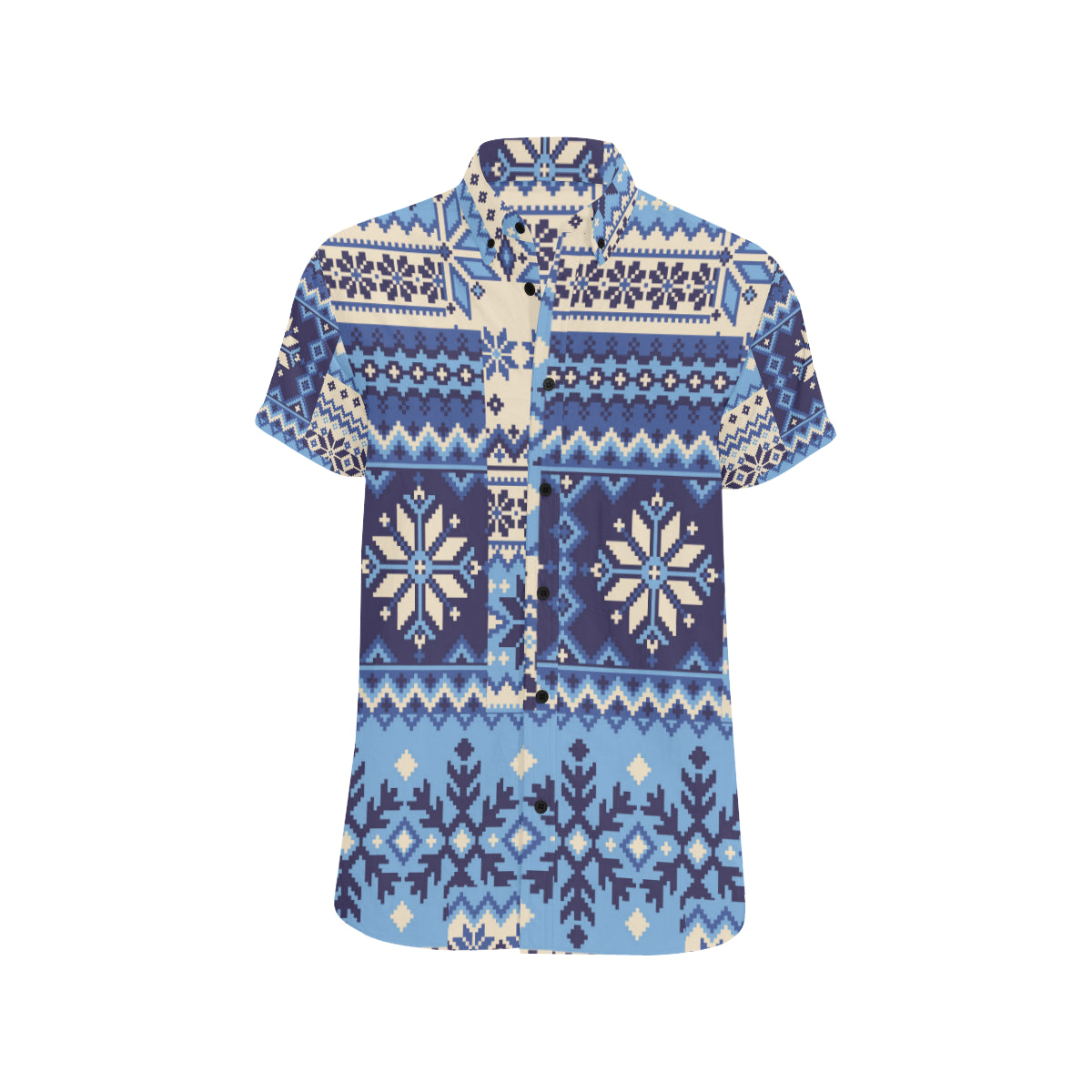 Nordic Pattern Print Design A04 Men's Short Sleeve Button Up Shirt