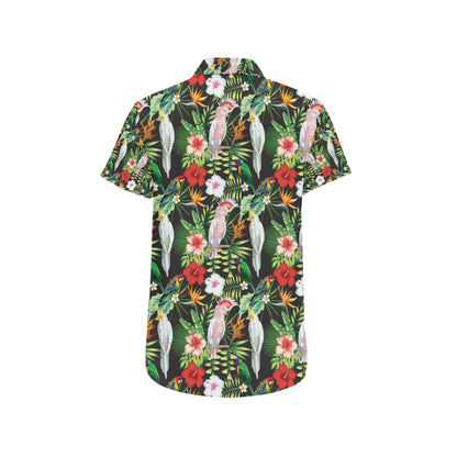 Tropical Flower Pattern Print Design TF03 Men's Short Sleeve Button Up Shirt