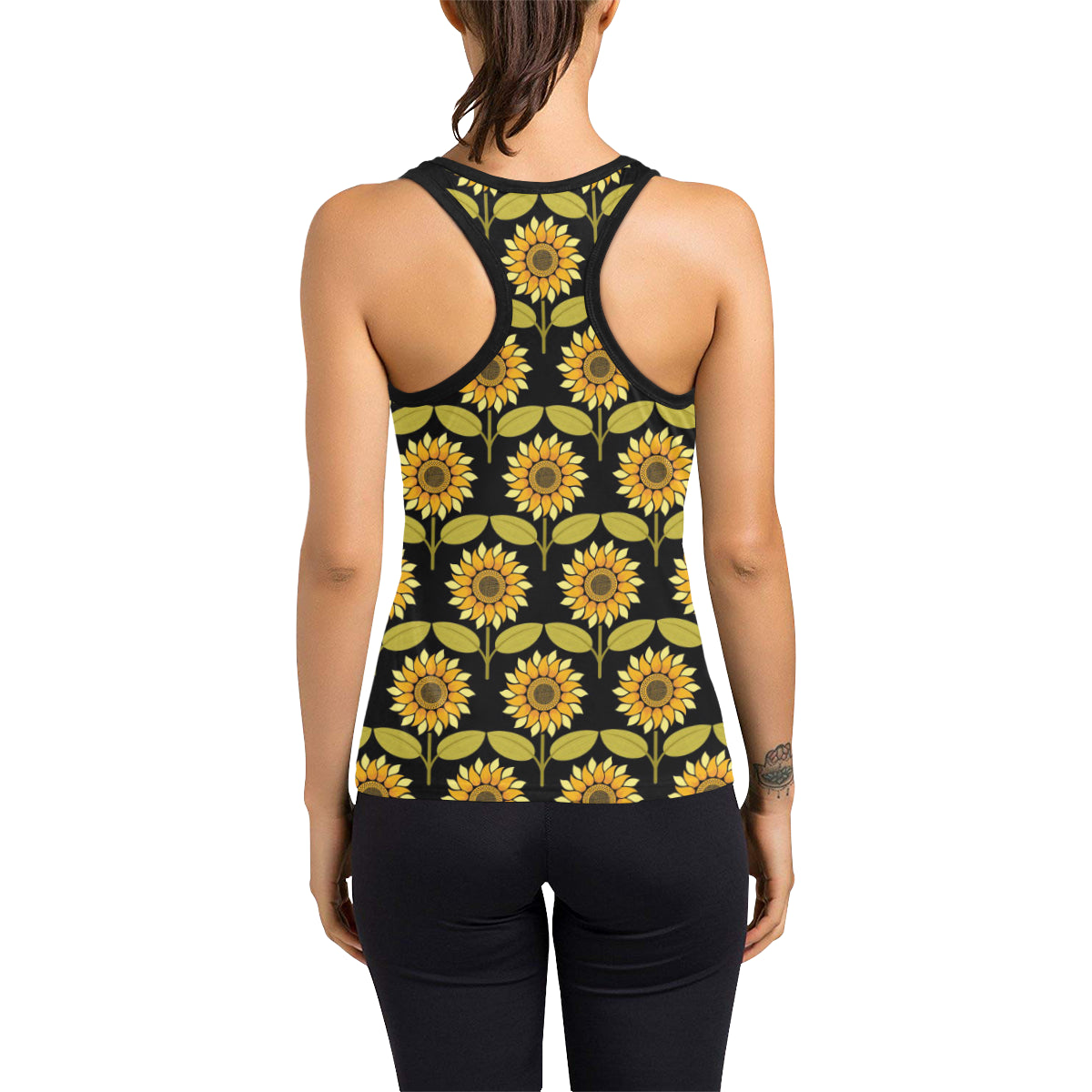 Sunflower Pattern Print Design SF015 Women's Racerback Tank Top