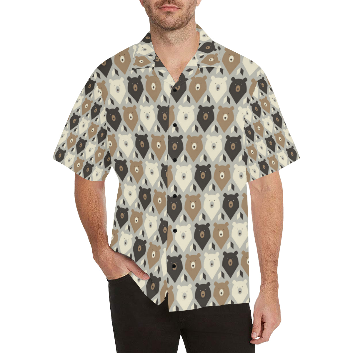 Bear Pattern Print Design 04 Men's Hawaiian Shirt