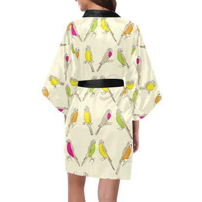 Parakeet Pattern Print Design A01 Women's Short Kimono