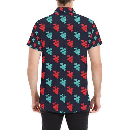 Grape Pattern Print Design GP07 Men's Short Sleeve Button Up Shirt