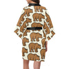 Bear Pattern Print Design BE05 Women's Short Kimono