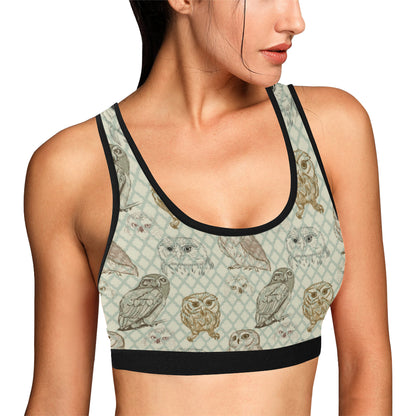 Owl Pattern Print Design A03 Sports Bra