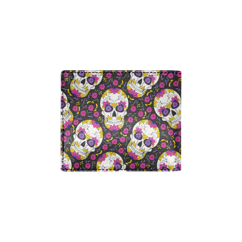 sugar skull Floral Pattern Men's ID Card Wallet