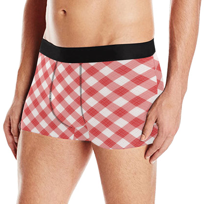 Gingham Red Pattern Print Design 01 Men's Boxer Briefs