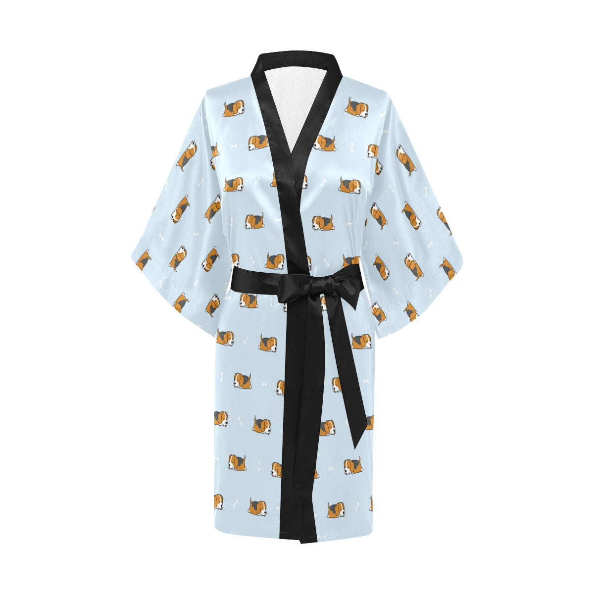 Beagle Pattern Print Design 06 Women's Short Kimono