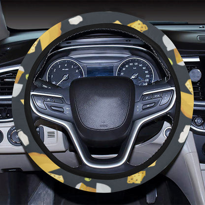 Cheese Pattern Print Design 03 Steering Wheel Cover with Elastic Edge