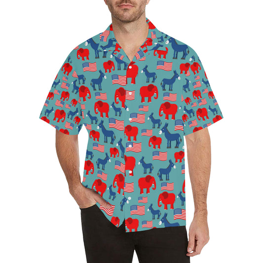Donkey Red Elephant Pattern Print Design 03 Men's Hawaiian Shirt