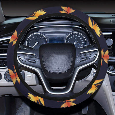 Heliconia Pattern Print Design HL06 Steering Wheel Cover with Elastic Edge
