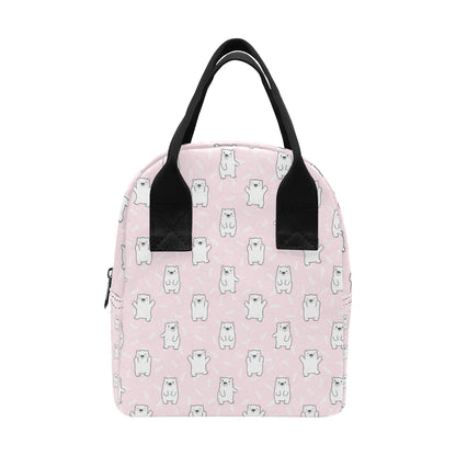 Polar Bear Pattern Print Design PB09 Insulated Lunch Bag