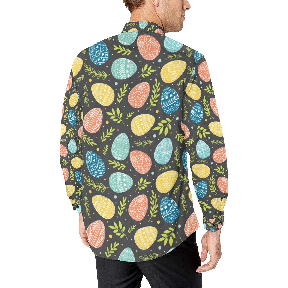 Easter Eggs Pattern Print Design RB01 Men's Long Sleeve Shirt