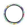Pansy Pattern Print Design PS08 Steering Wheel Cover with Elastic Edge