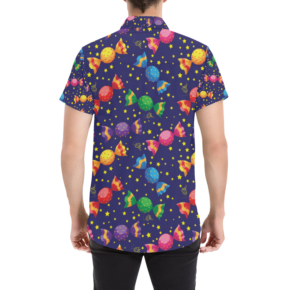 Candy Pattern Print Design CA06 Men's Short Sleeve Button Up Shirt