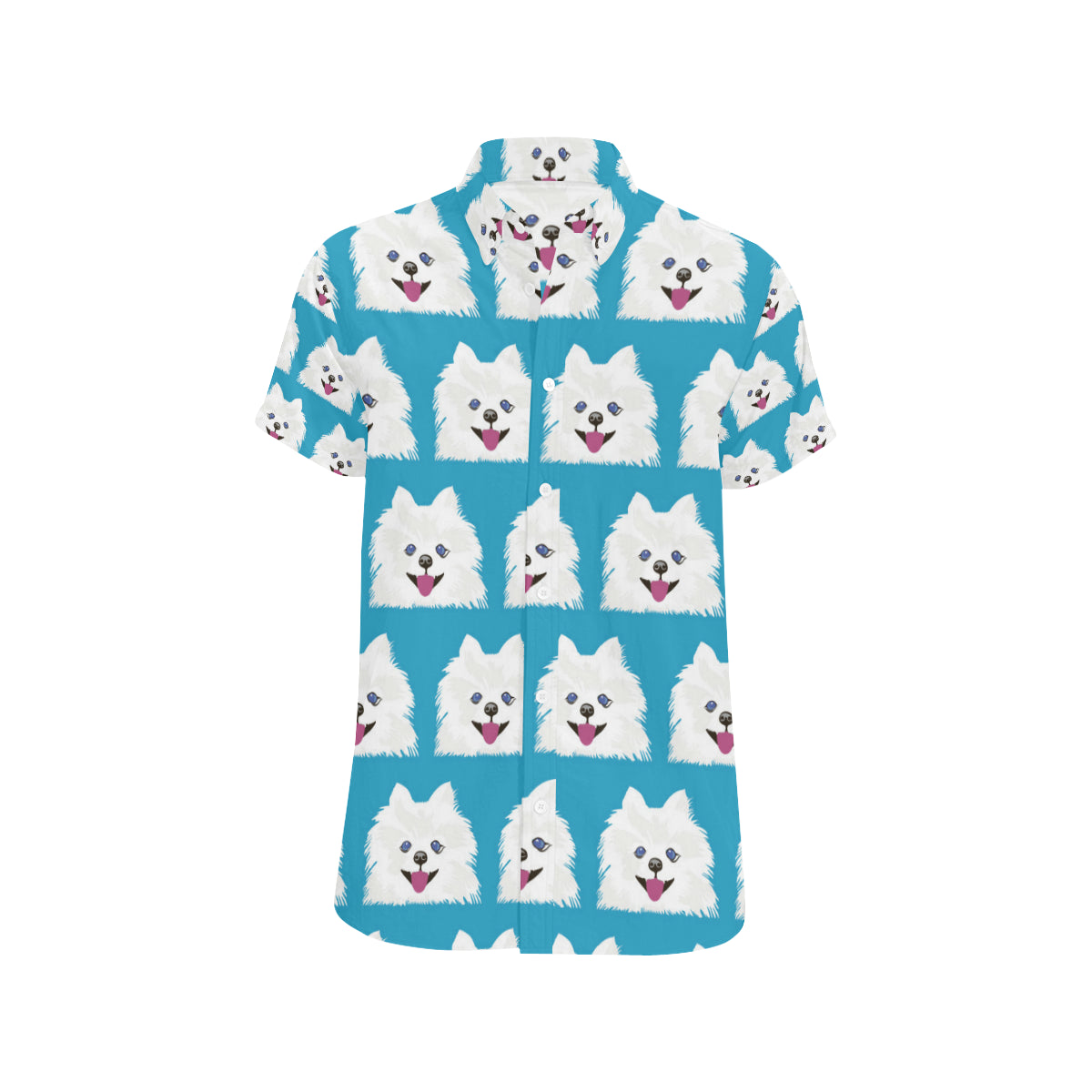 Pomeranians Pattern Print Design A05 Men's Short Sleeve Button Up Shirt