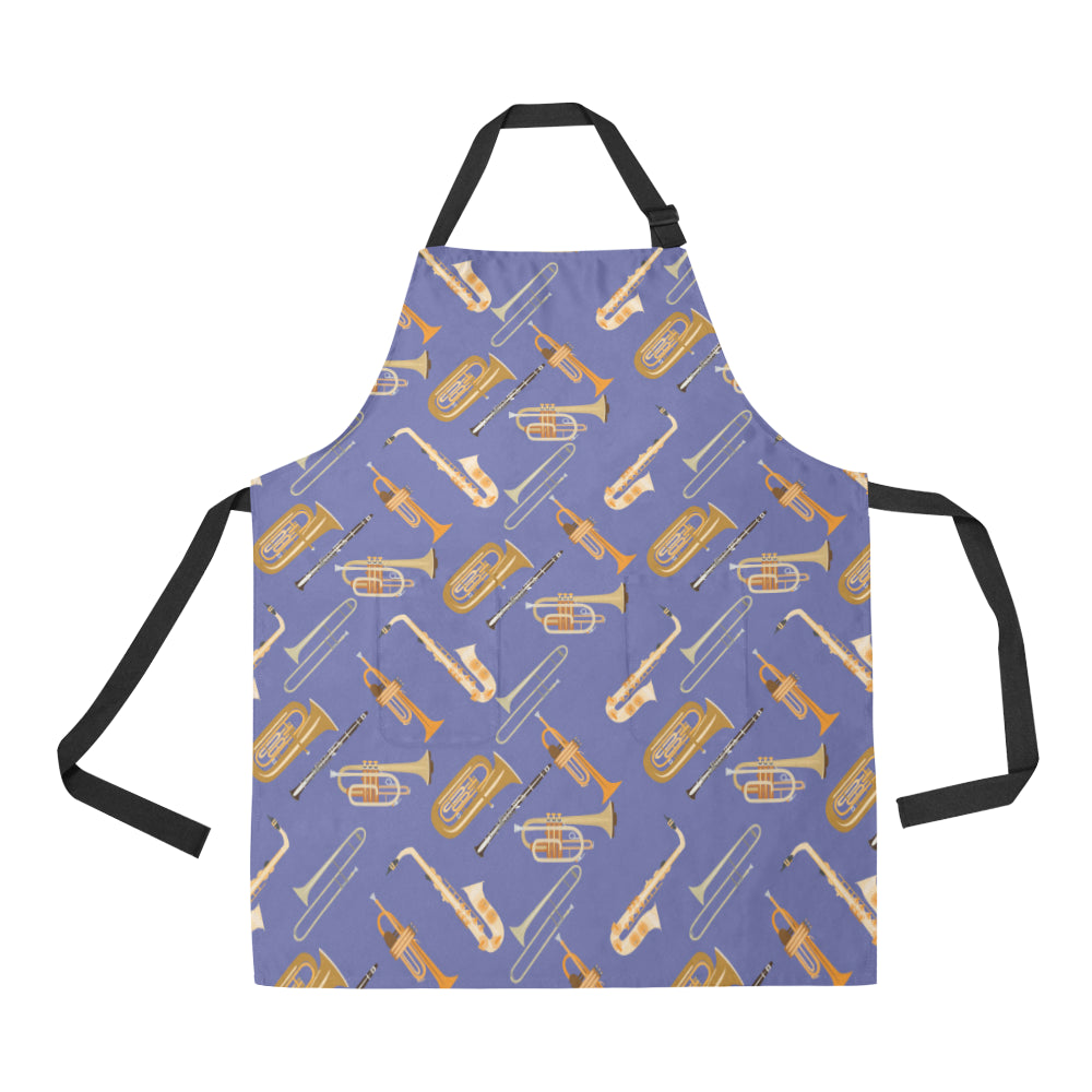 Trombone Pattern Print Design 02 Apron with Pocket