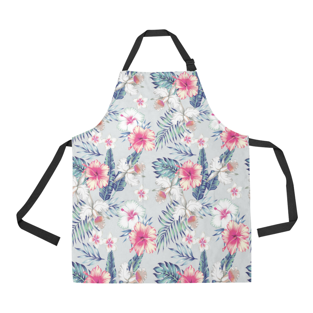 Hibiscus Print Apron with Pocket