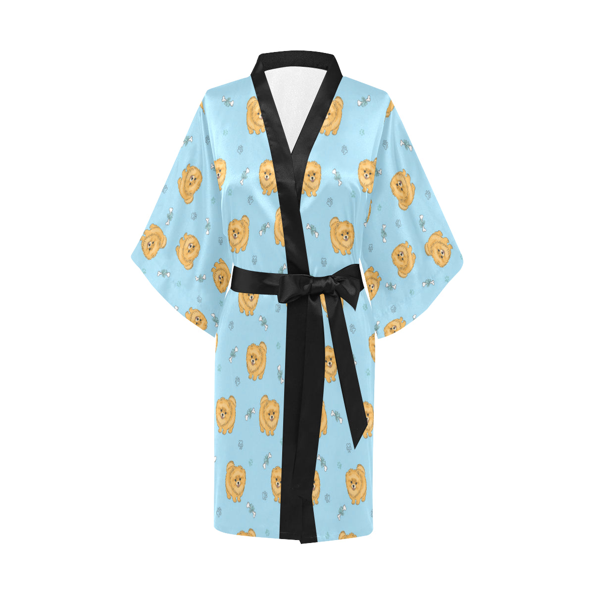 Pomeranians Pattern Print Design A03 Women's Short Kimono