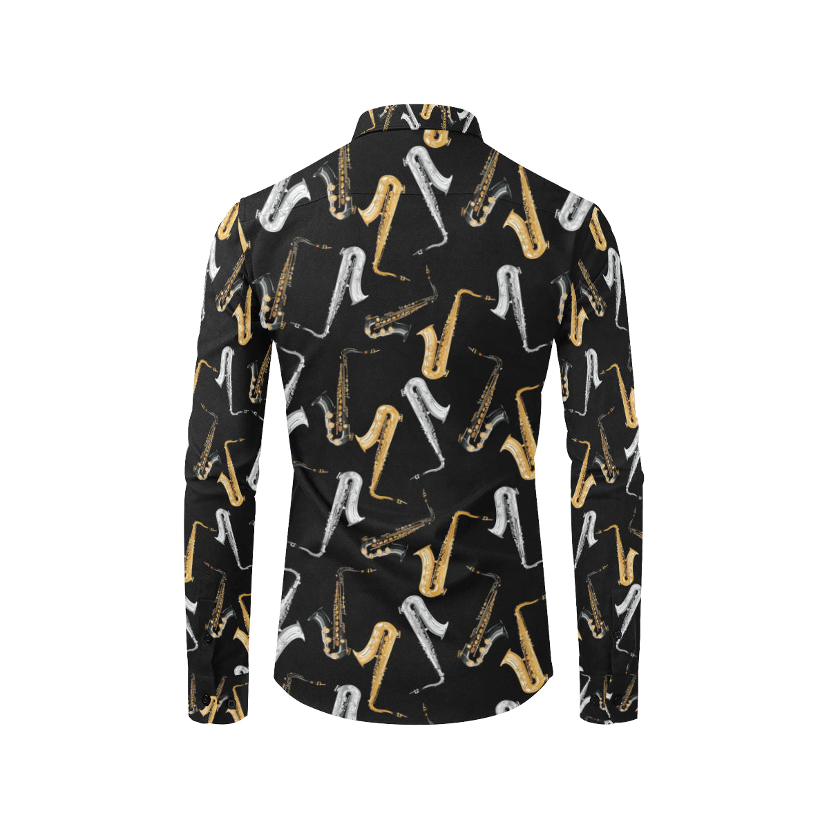 Saxophone Pattern Print Design 01 Men's Long Sleeve Shirt