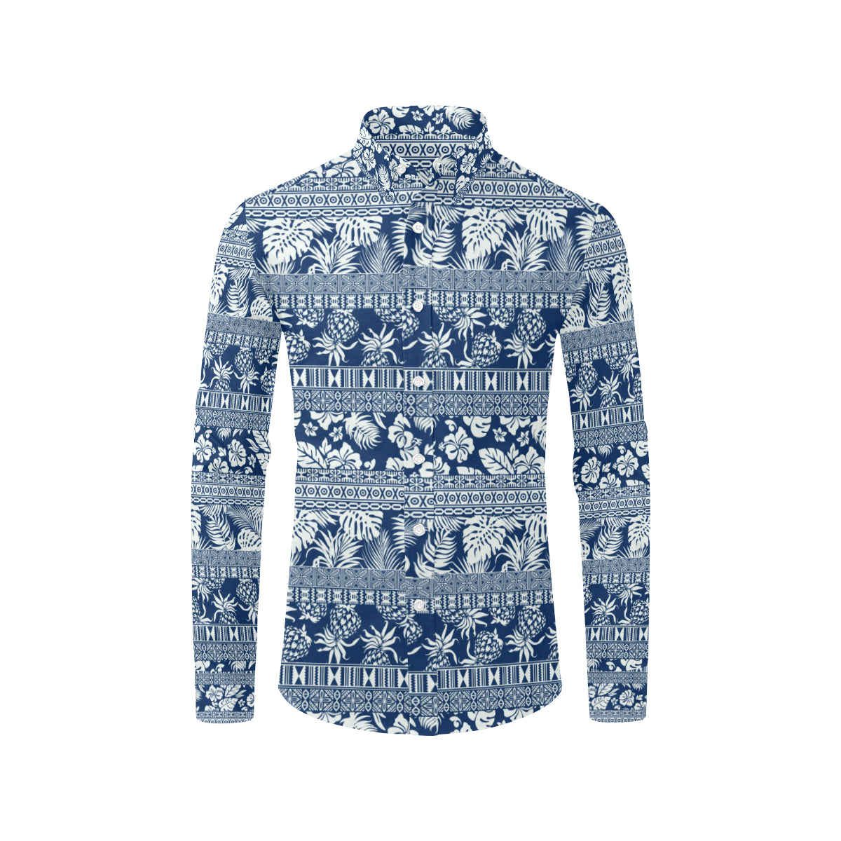 Hawaiian Themed Pattern Print Design H020 Men's Long Sleeve Shirt