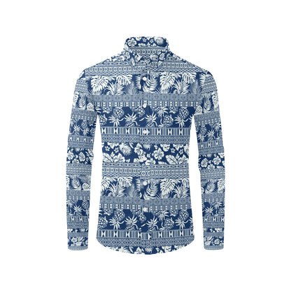 Hawaiian Themed Pattern Print Design H020 Men's Long Sleeve Shirt