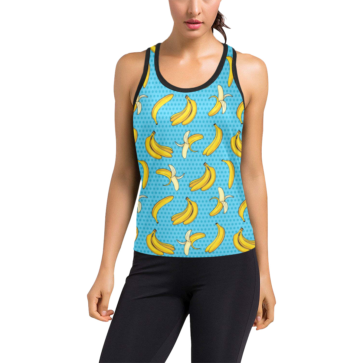 Banana Pattern Print Design BA08 Women's Racerback Tank Top