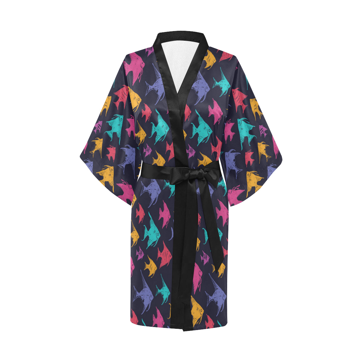 Angelfish Colorful Pattern Print Design 03 Women's Short Kimono