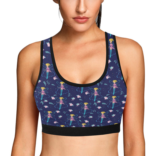 Fairy Cartoon Style Print Pattern Sports Bra