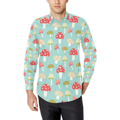 Mushroom Pattern Print Design A01 Men's Long Sleeve Shirt