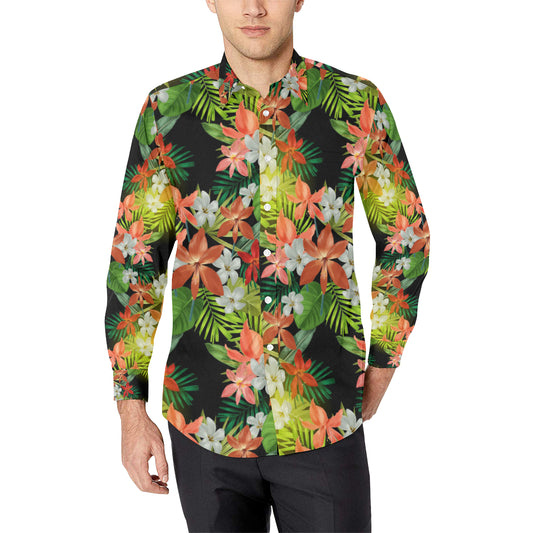 Amaryllis Pattern Print Design AL07 Men's Long Sleeve Shirt