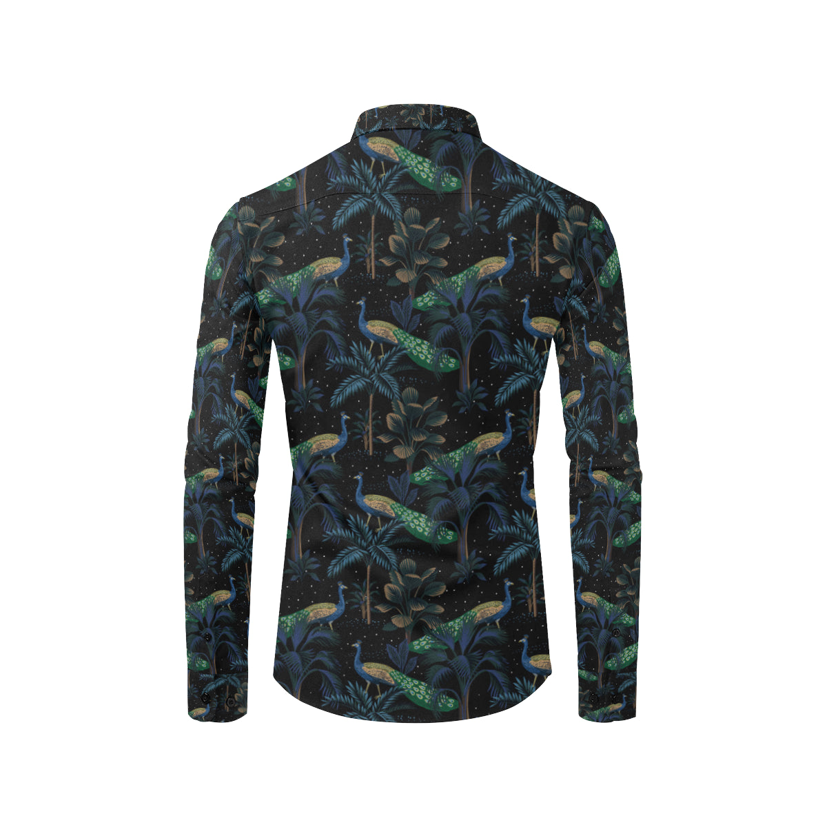 Rainforest Peacock Pattern Print Design A04 Men's Long Sleeve Shirt