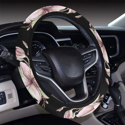 Plumeria Pattern Print Design PM02 Steering Wheel Cover with Elastic Edge