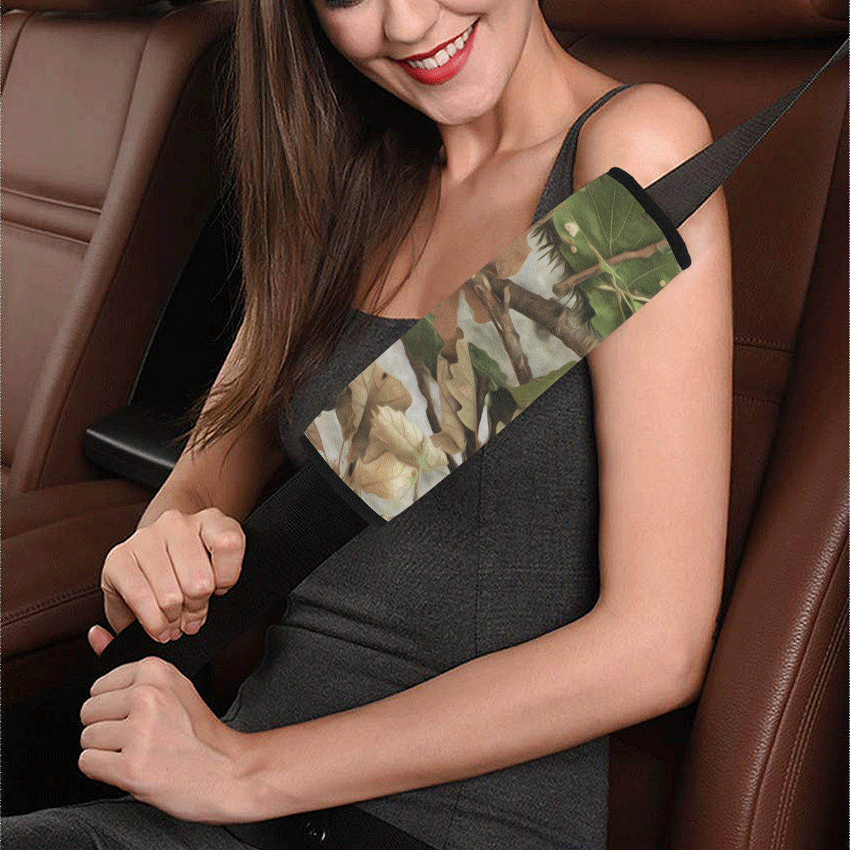 Camo Realistic Tree Forest Print Car Seat Belt Cover