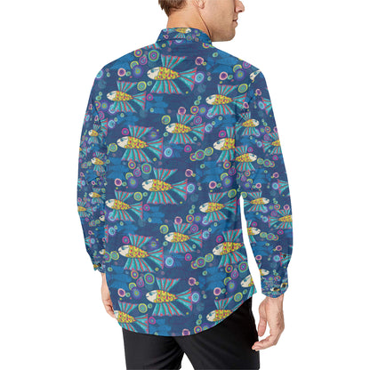 Flying Fish Pattern Print Design 01 Men's Long Sleeve Shirt