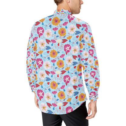 Morning Glory Pattern Print Design MG06 Men's Long Sleeve Shirt