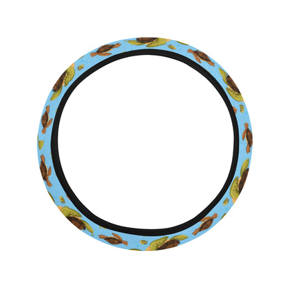 Hello Sea Turtle Print Pattern Steering Wheel Cover with Elastic Edge