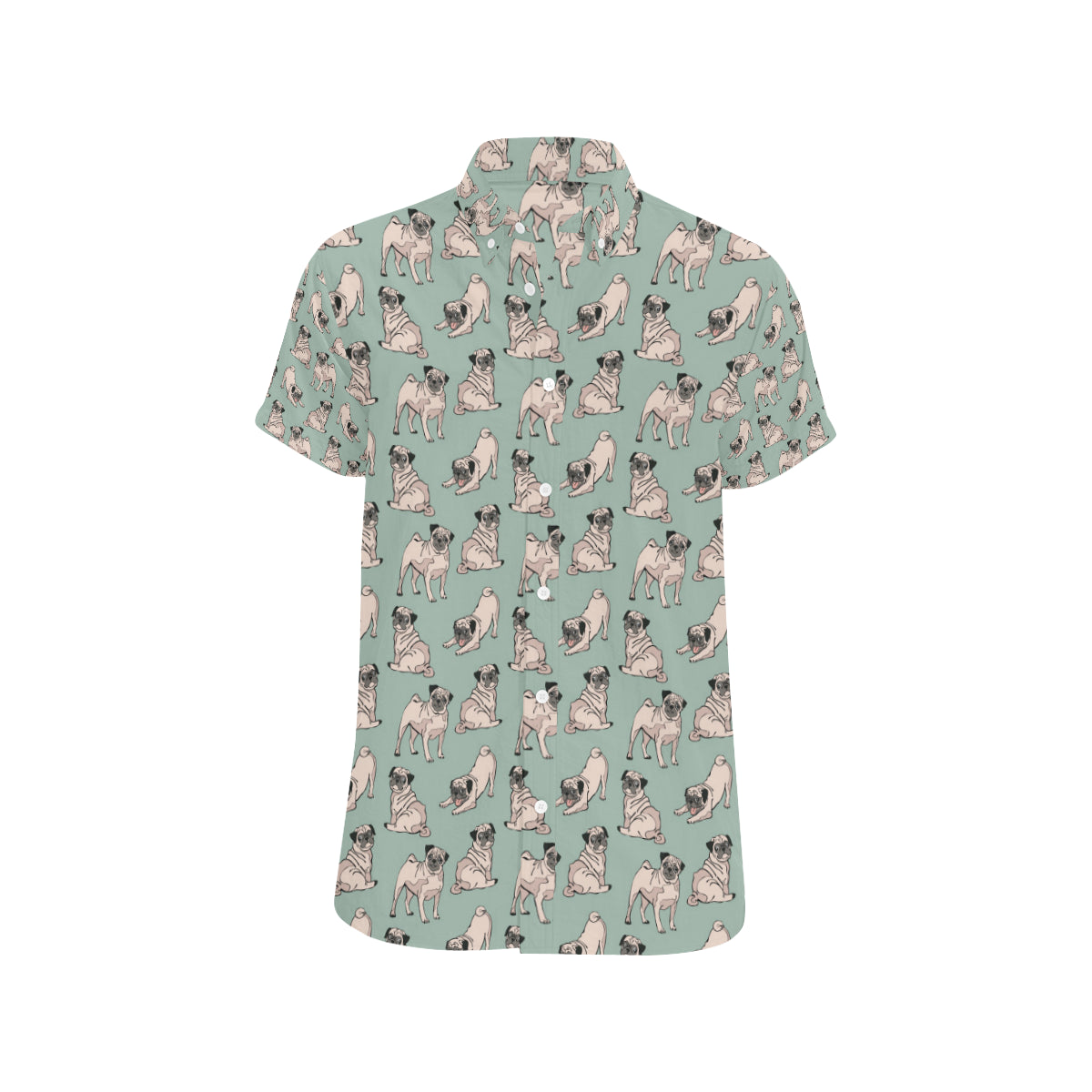Pug Pattern Print Design A01 Men's Short Sleeve Button Up Shirt