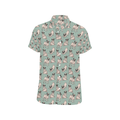 Pug Pattern Print Design A01 Men's Short Sleeve Button Up Shirt