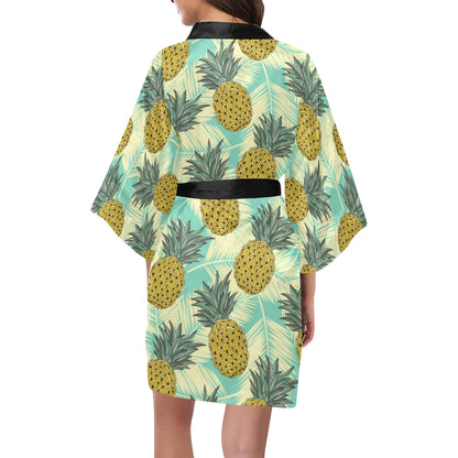 Pineapple Pattern Print Design PP03 Women Kimono Robe