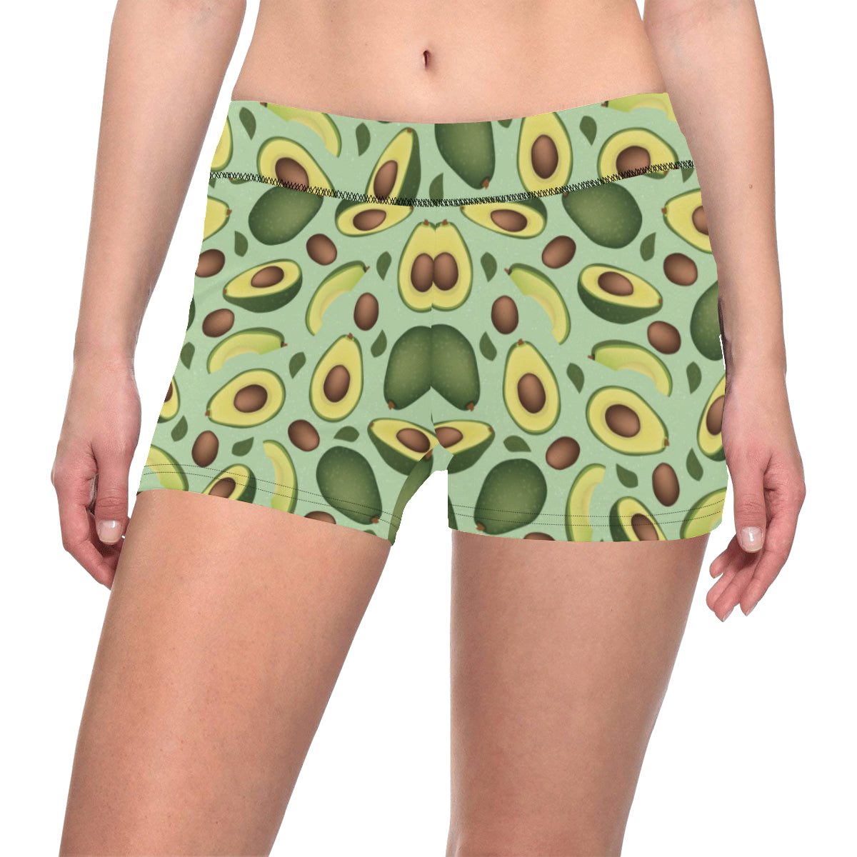 Avocado Pattern Print Design AC01 Yoga Shorts