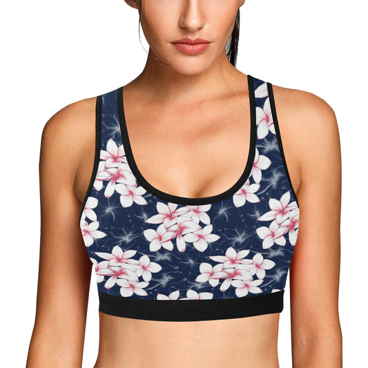 Plumeria Pattern Print Design PM017 Sports Bra
