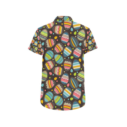 Easter Eggs Pattern Print Design RB03 Men's Short Sleeve Button Up Shirt