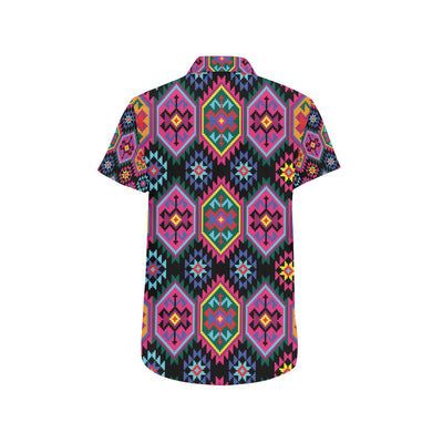 Mexican Pattern Print Design 02 Men's Short Sleeve Button Up Shirt