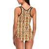 Tiki Orange Vertical Pattern Women Swimsuit