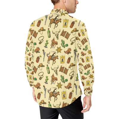 Cowboy Pattern Print Design 04 Men's Long Sleeve Shirt