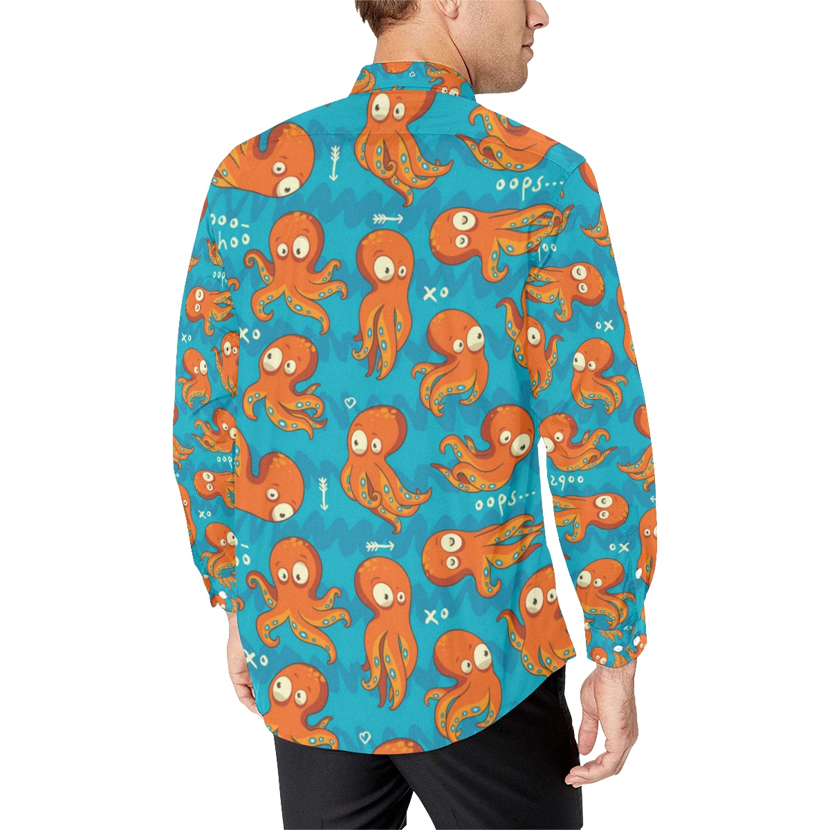 Octopus Pattern Print Design A02 Men's Long Sleeve Shirt