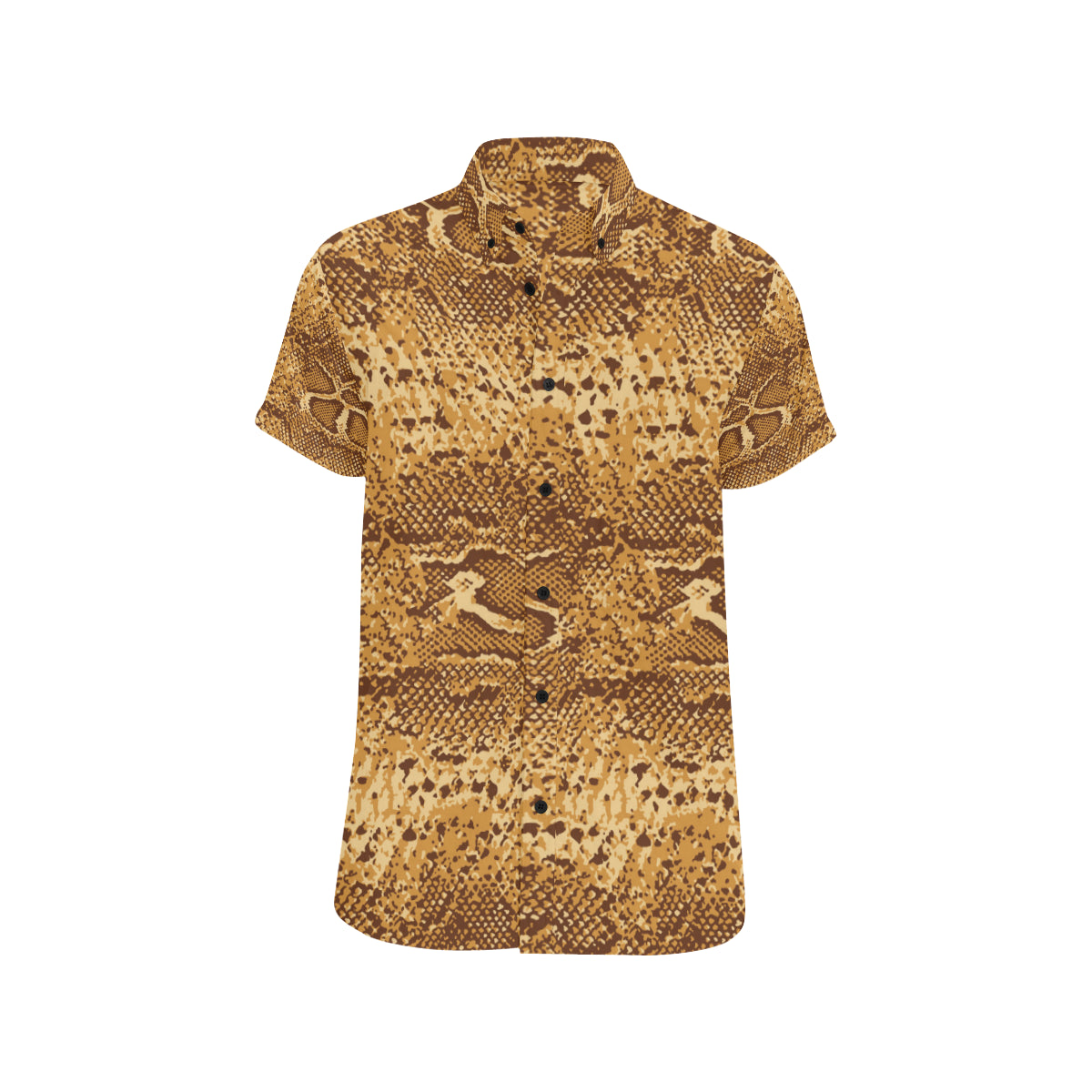 Python Brown Pattern Print Design A03 Men's Short Sleeve Button Up Shirt