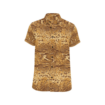Python Brown Pattern Print Design A03 Men's Short Sleeve Button Up Shirt