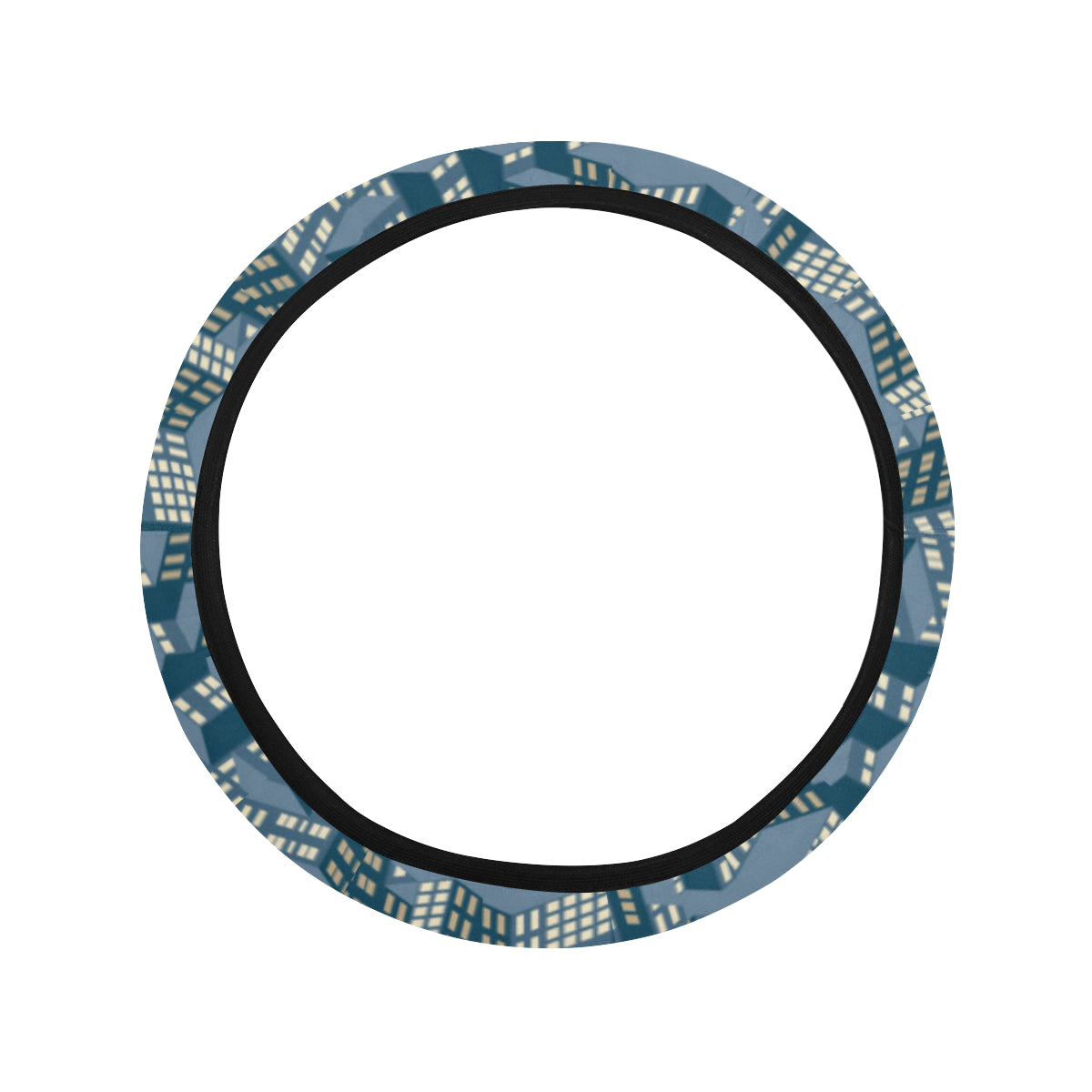 City  Pattern Print Design 01 Steering Wheel Cover with Elastic Edge